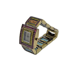 B8 Auth HEIDI DAUS Multicolor Swarovski Crystal Reversible Quarts Watch Bracelet